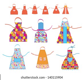 Aprons cooking set with patterns illustration