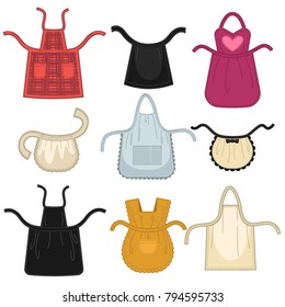 Aprons different isolated vector icons. 