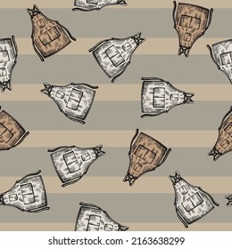 Patrón sin costuras grabado en los áprones. Fondo vintage para la cocina a mano. Textura repetida vectorial para impresión, tela, envoltura, papel pintado, tejido.