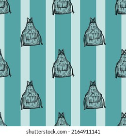 Aprons engraved seamless pattern. Vintage background for kitchen in hand drawn style. Vector repeated texture for print, fabric, wrapping, wallpaper, tissue.