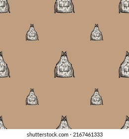 Apronen gravierten nahtloses Muster. Vintage Hintergrund für Küche in handgezeichnet. Vektorwiederholte Textur für Druck, Stoff, Umhüllung, Tapete, Gewebe.