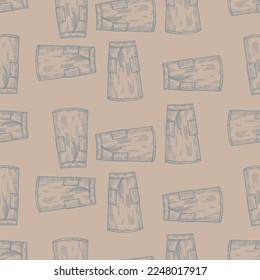 Aprons engraved seamless pattern. Vintage background for kitchen in hand drawn style.