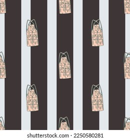 Aprons engraved seamless pattern. Vintage background for kitchen in hand drawn style.