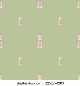 Aprons engraved seamless pattern. Vintage background for kitchen in hand drawn style.