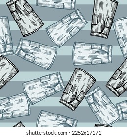Aprons engraved seamless pattern. Vintage background for kitchen in hand drawn style.
