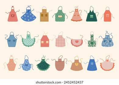 Aprons. Kitchen apron with pocket recent vector professional clothes for preparing food cooking items