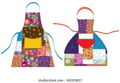 Aprons with patchwork design textile set