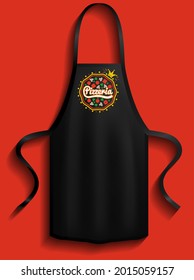 Aprons with pizzeria logos. Clothes for work in kitchen, protective element of clothing for cooking. Apron for cooking in kitchen and protection of clothes. Preparing pizza in restaurant