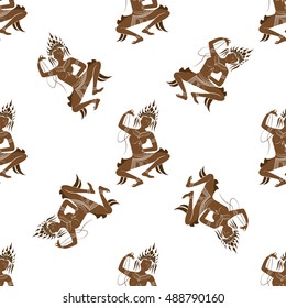 Apsara dancer seamless pattern, on white background, vector illustration