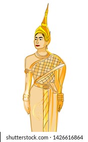 APSARA KHMER, 17 JUNE 2019 Apsara drawing isolation on white background.