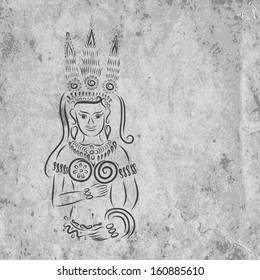 Apsara on grunge wall for your design