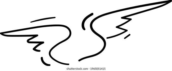 apstract element angel wings drawing art. handdrawn doodle vector illustration.