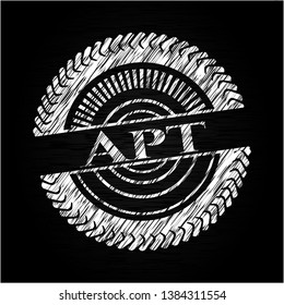 Apt chalkboard emblem on black board. Vector Illustration. Detailed.