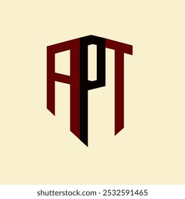 Logotipo de letra minimalista creativa de APT. Diseño de logotipo de letra de alfabeto de iniciales de Vector únicas de APT
