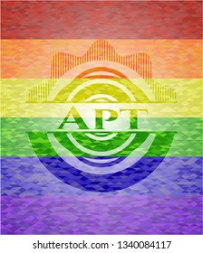 Apt emblem on mosaic background with the colors of the LGBT flag