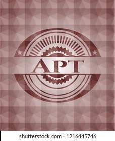 Apt red seamless badge with geometric pattern background.