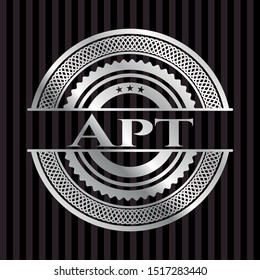 Apt silvery badge or emblem. Vector Illustration. Mosaic.