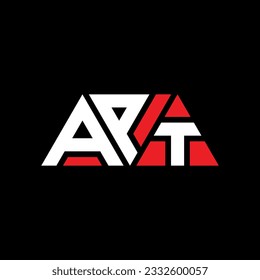 APT triangle letter logo design with triangle shape. APT triangle logo design monogram. APT triangle vector logo template with red color. APT triangular logo Simple, Elegant, and Luxurious design.