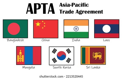 APTA, Asia Pacific Trade Agreement, Flag Vector