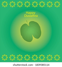 Apta leaves Happy Dussehara  Indian festival leaf on green background.