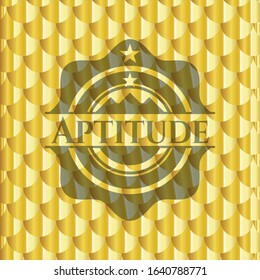 Aptitude golden badge. Scales pattern. Vector Illustration. Detailed.