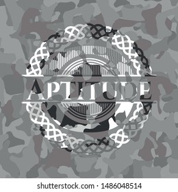 Aptitude on grey camouflaged pattern
