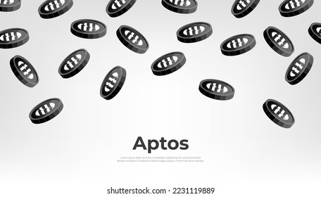 Moneda de los Aptos (APT) cayendo del cielo. Fondo de banner de concepto criptodivisa APT.
