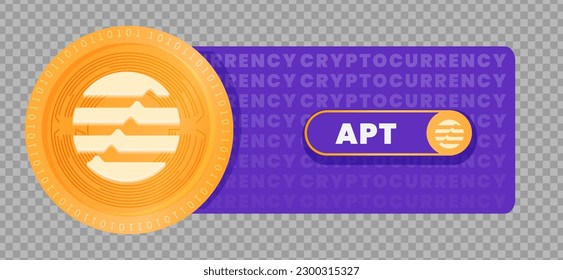 Aptos (APT) crypto currency virtual money token vector illustration. Can be used as virtual money icon, logo, emblem, sticker and badge designs.