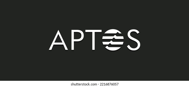 Aptos cryptocurrencyAPT token, Cryptocurrency logo on isolated background with text.