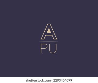 APU letter logo design modern minimalist vector images