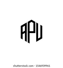 APU Letter Logo Design polygon Monogram Icon Vector Template