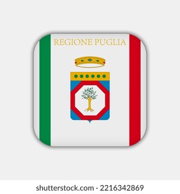 Bandera de Apulia. Región de Italia. Ilustración vectorial.