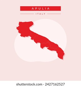 Apulia Italy Blank Map Vector Black Silhouette and Outline Isolated on White