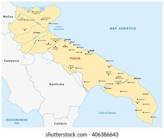 Apulia Map, Italy