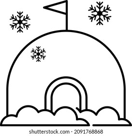 aputiak or iglu Vector Line Icon Design, Winter Season activities Symbol, Coldest Weather Sign, Snow and frost Stock Illustration, Igloo Concept, 