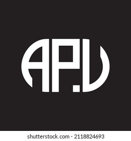 Design des APV-Buchstabens auf schwarzem Hintergrund. APV 
Creative Initials Buchstaben Logo Konzept. Design für APV-Buchstaben.