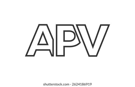APV logo design template with strong and modern bold text. Initial based vector logotype featuring simple and minimal typography. Trendy company identity ideal for businesses brand presence.