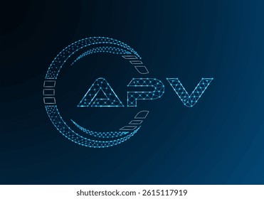 APV low poly letter logo vector design. APV lower poly logo design. 