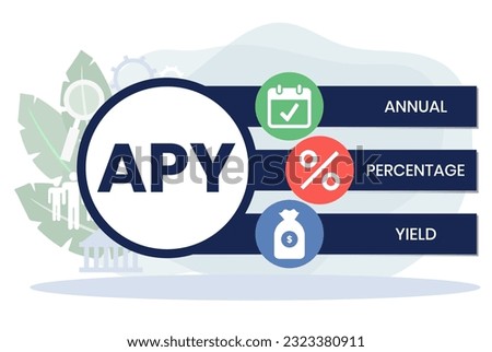 APY - Annual Percentage Yield acronym. business concept background. vector illustration  with keywords and icons. lettering illustration with icons for web banner, flyer, landing page
