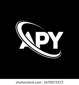 APY logo. APY letter logo design. Initials APY logo linked with circle and uppercase monogram logo. APY typography for technology, business and real estate brand.