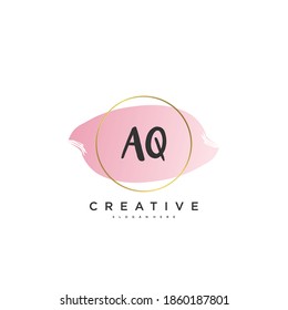 AQ Beauty vector initial logo, handwriting logo art design of initial signature, wedding, fashion, jewerly, boutique, floral and botanical with creative template for any company or business.