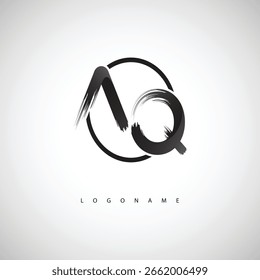 AQ Brush Stroke Logo – Modern Artistic Symbol with Ink Texture for Creative Branding and Visual Identity Design