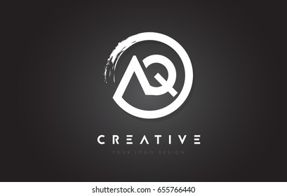 AQ Circular Letter Logo with Circle Brush Design and Black Background.
