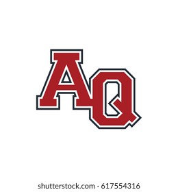 aq combination of uppercase initials red black logo