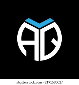  El concepto del logo de la carta de círculo creativa de AQ. Diseño de cartas AQ.
