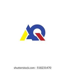 AQ flat initial letter logo combining yellow blue red