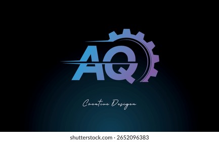 AQ Gear Fusion Logo – Industrial Tech-Inspired Letter mark Futuristic Industrial Letter Mark Design for Technology and Engineering Brands.