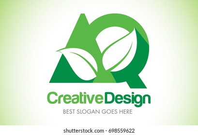 AQ Green Leaf Letter Design Logo. Eco Bio Leaf Letters Icon Illustration Vetor Logo.