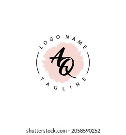 AQ Initial handwriting with circle brush watercolor