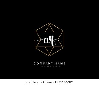 AQ initial handwriting logo geometric template vector